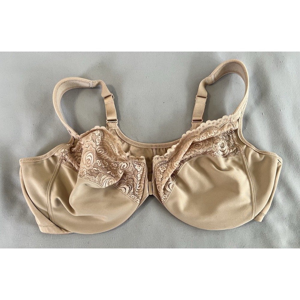GLAMORISE 50C WonderWire Front-Closure Bra Beige Tan RN 15564